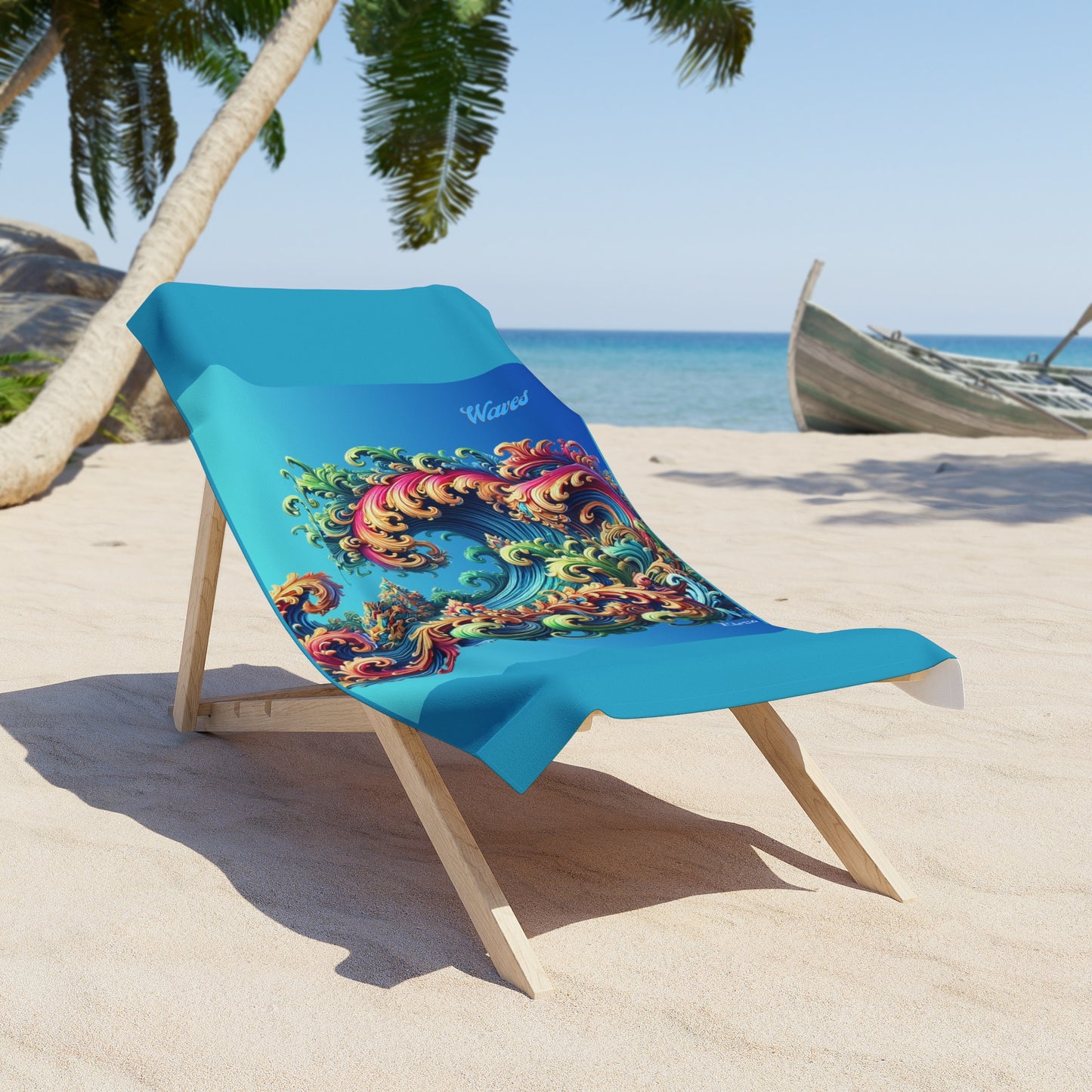 "'Elevated Style" Collection - 'Waves2' design by vca - Designer Beach Towel