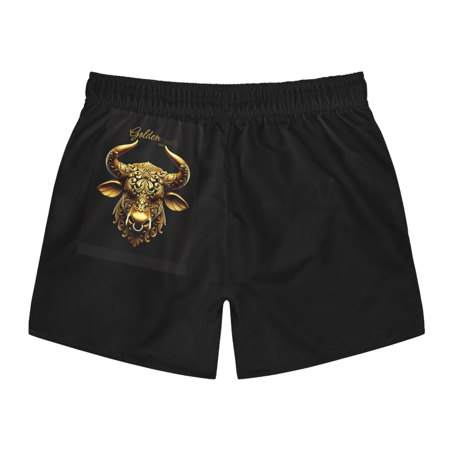 "Golden Touch" Collection - 'Taurus Head2 design by vca - Designer Men's Swim Trunks