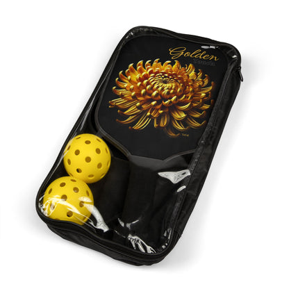 "Golden Touch" Collection - 'Chrysanthemum' design by vca - Designer Pickleball Kit