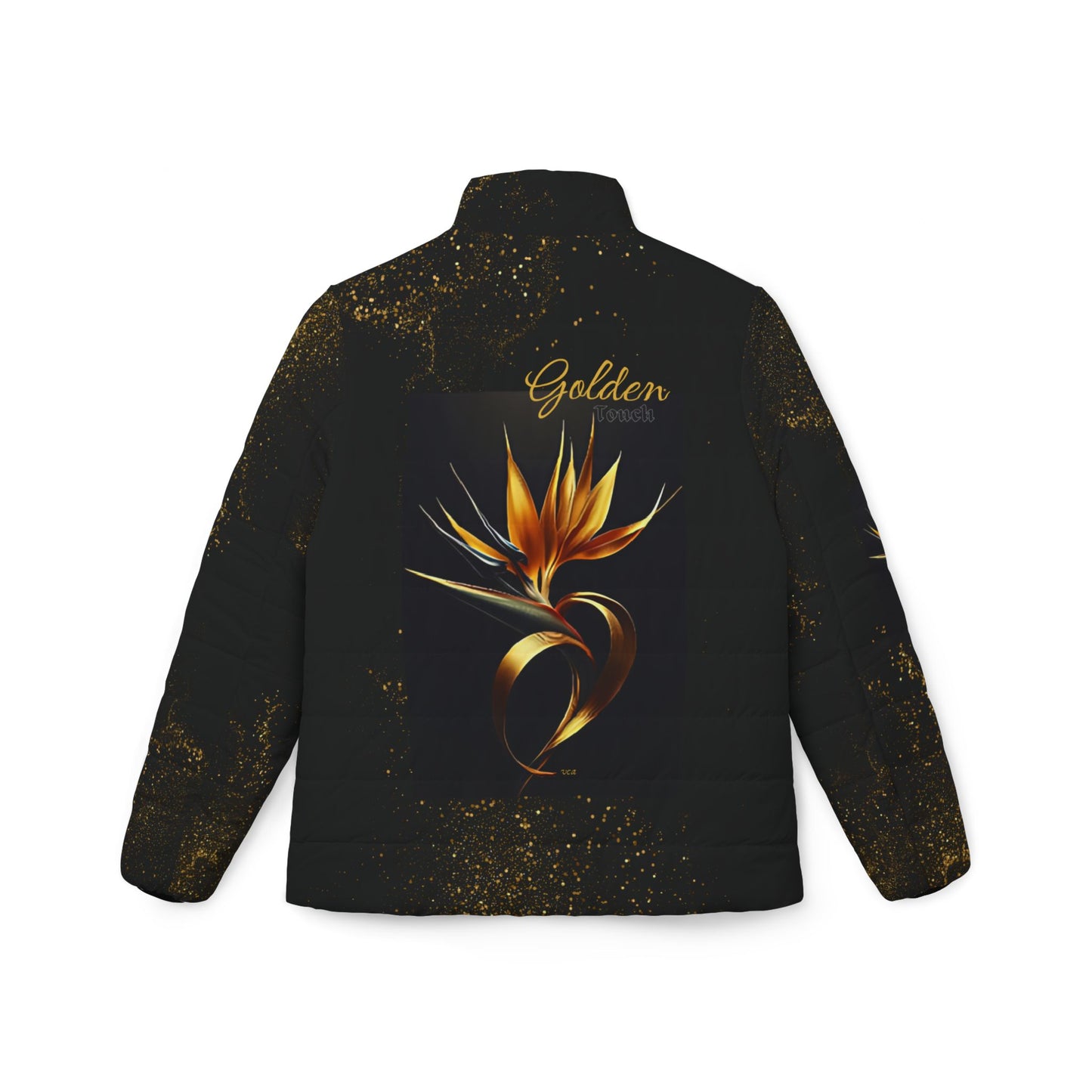 "Golden Touch" Collection - 'Bird of Paradise' design #2 by vca - Designer Women's Puffer Jacket