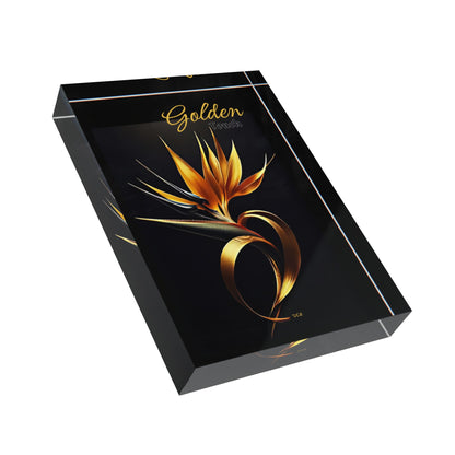 "Golden Touch" Collection -' Bird of Paradise' design #2 by vca - Acrylic Photo Block