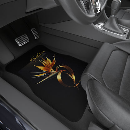 "Golden Touch" Collection - 'Bird of Paradise' design #2 - Designer Car Mats (Set of 4)