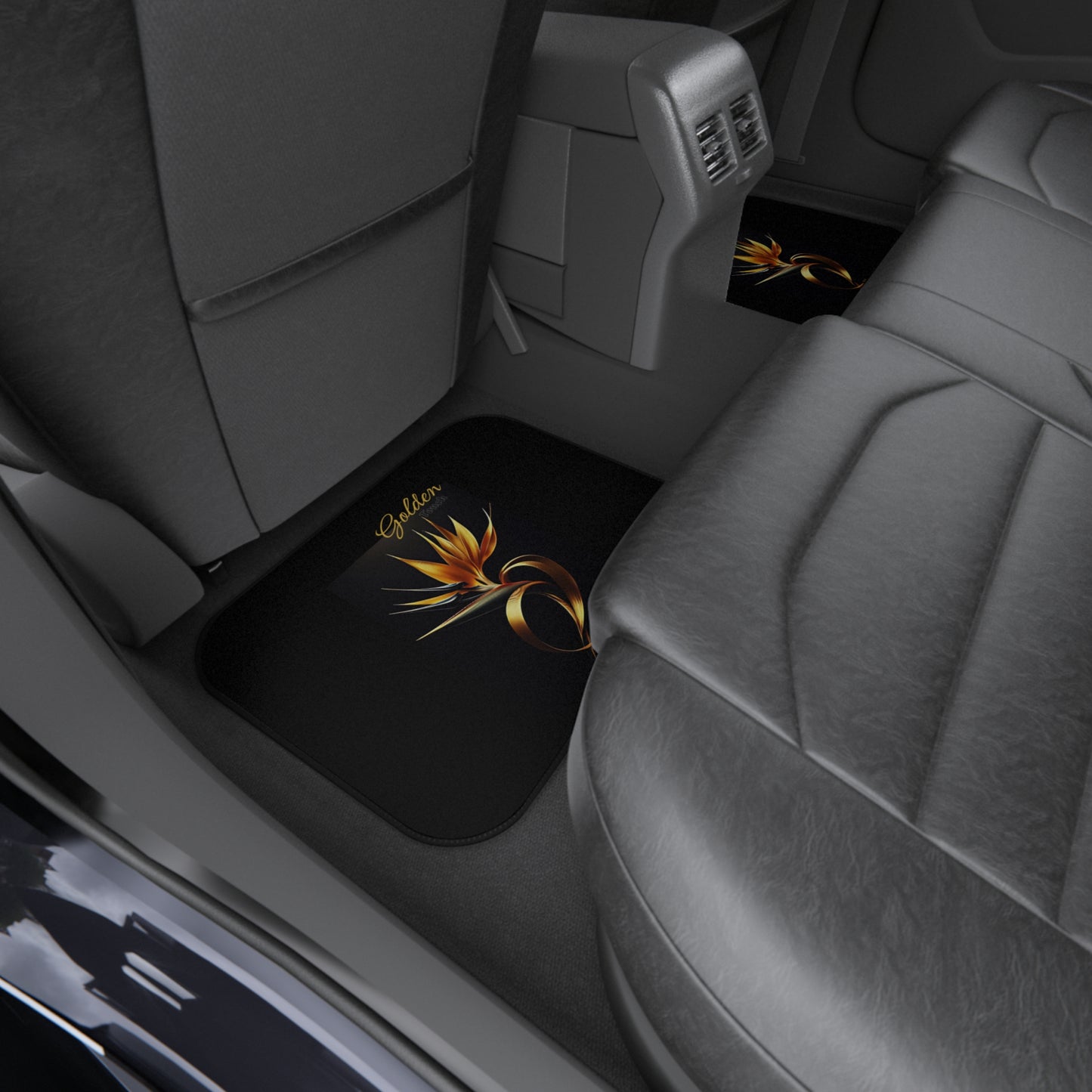 "Golden Touch" Collection - 'Bird of Paradise' design #2 - Designer Car Mats (Set of 4)