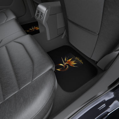 "Golden Touch" Collection - 'Bird of Paradise' design #2 - Designer Car Mats (Set of 4)