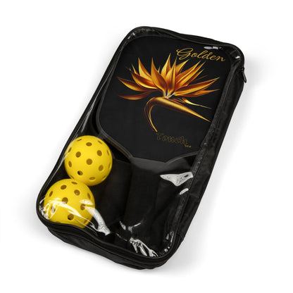 "Golden Touch" Collection - Bird of Paradise design #1 - Designer Pickleball Kit