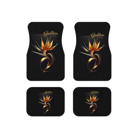 "Golden Touch" Collection - 'Bird of Paradise' design #2 - Designer Car Mats (Set of 4)