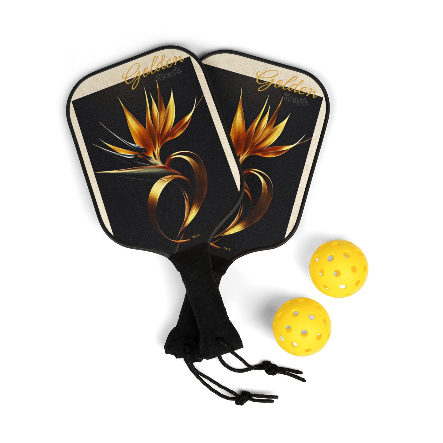 "Golden Touch" Collection - 'Bird of Paradise' Design #2 - Designer Pickleball Kit