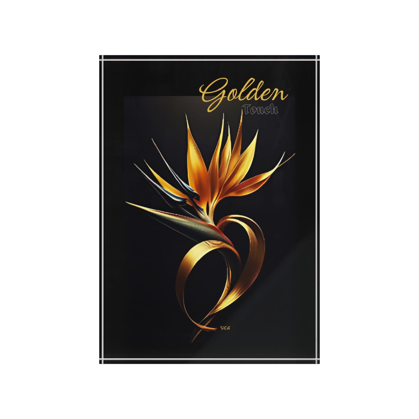 "Golden Touch" Collection -' Bird of Paradise' design #2 by vca - Acrylic Photo Block