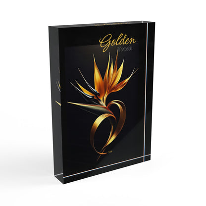 "Golden Touch" Collection -' Bird of Paradise' design #2 by vca - Acrylic Photo Block