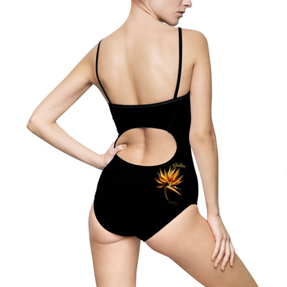 "Golden Touch" Collection - 'Bird of Paradise' design #1 by vca - Designer Women's One-piece Swimsuit