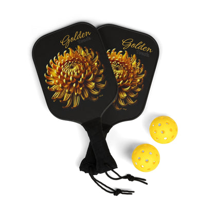 "Golden Touch" Collection - 'Chrysanthemum' design by vca - Designer Pickleball Kit